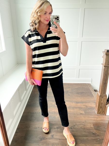 Monday OOTD! It’s on the chillier side today so I decided to wear jeans. This top is giving Tuckernuck vibes but at a fraction of the cost. Wearing size medium for reference. These jeans are a splurge but an absolute staple in my closet. I wear them all year long  

#LTKStyleTip #LTKFindsUnder50 #LTKOver40