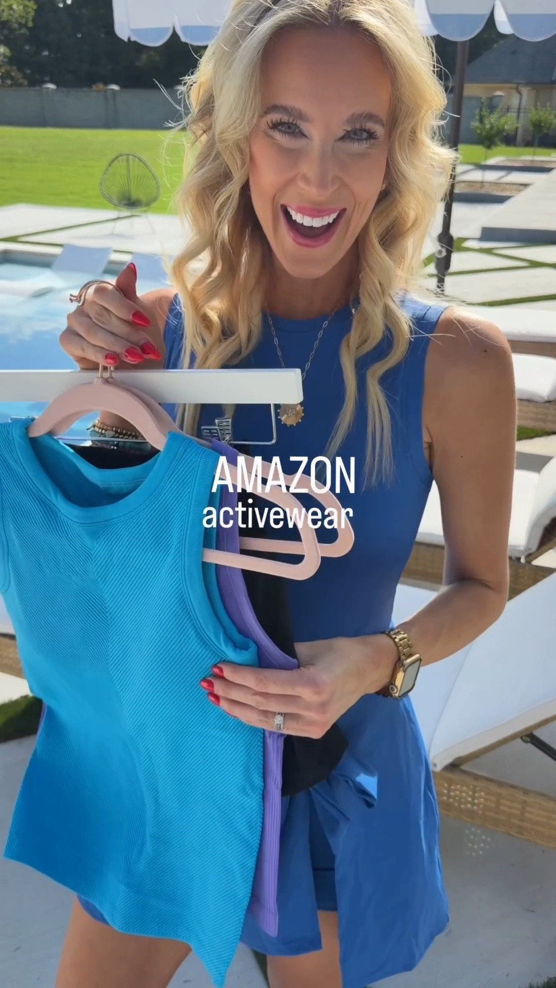 The cutest Amazon activewear! All true to size. I did size up to a medium in the purple tank.