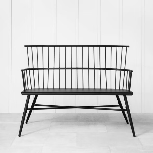 Indoor/Outdoor Patio Captain Arm Bench Black - Hearth & Hand with Magnolia Furniture | Target