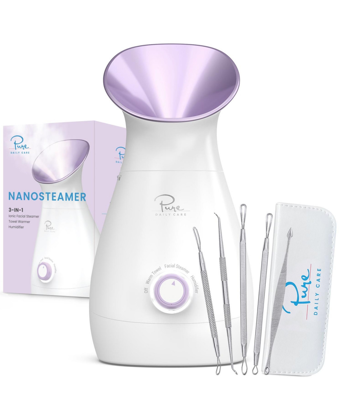 Pure Daily Care NanoSteamer Large 3-in-1 Nano Ionic Facial Steamer (Lilac) - Purple | Macy's