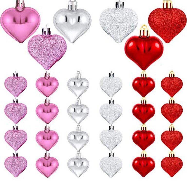 Valentine's Day Ornaments-48 Pieces Heart-Shaped Ornaments Valentine's Day Heart Baubles Hanging ... | Walmart (US)