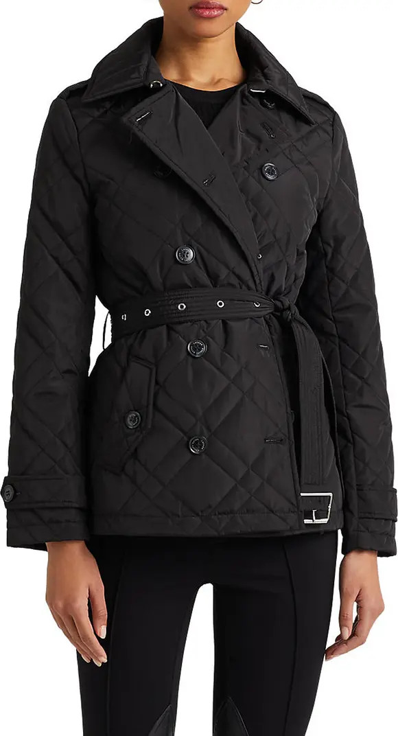 Belted Double Breasted Water Repellent Quilted Jacket | Nordstrom