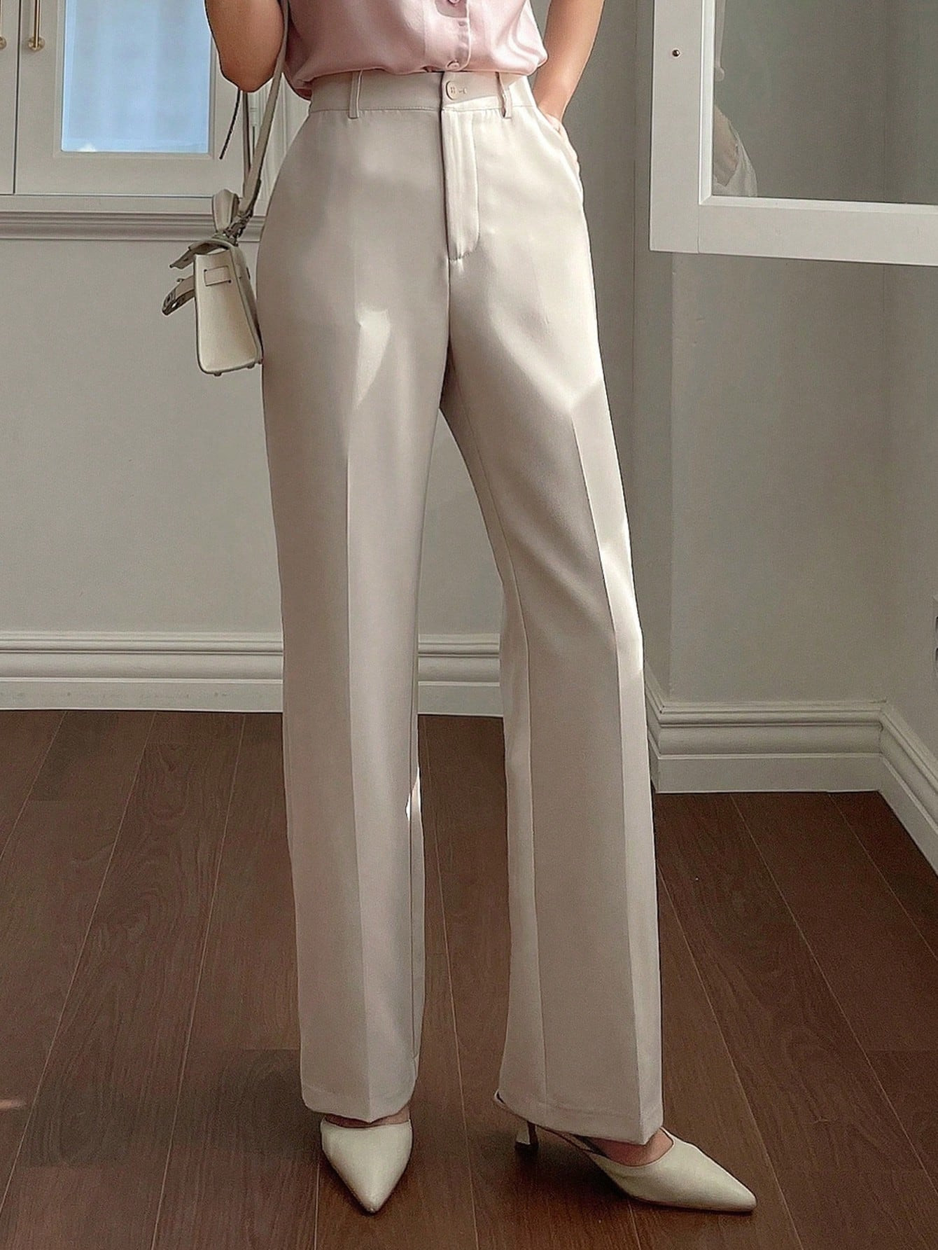 DAZY Women's Plain Pocket Straight Leg Business Casual Pants | SHEIN