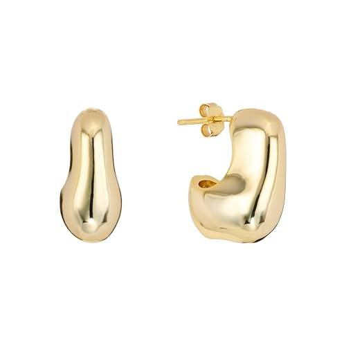 Amazon Essentials (Demi's Pick) 14K Gold Over Brass 20mm Puff J Hoop Earrings | Amazon (US)