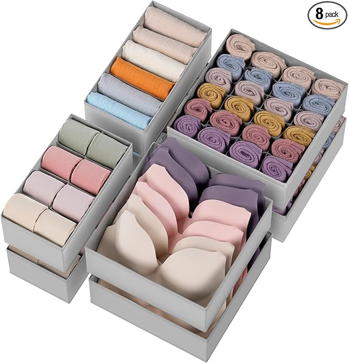 Criusia Drawer Organizer Clothes, 8 Pack Dresser Organizer for Underwear, Sock, Baby Clothes- Fol... | Amazon (US)