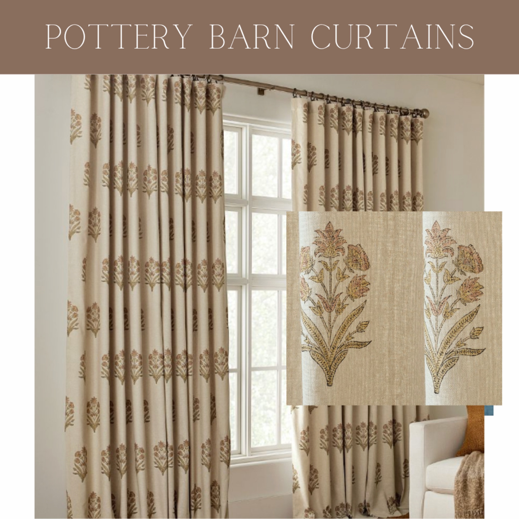 Just really loved the colors and floral details on these. Little bit more of a splurge but would make such a statement in a room.

Come in a few shades! 



Neutral, pattern, flower, pottery barn, curtains, drapes, window treatments, coverings, drapery, living room, sunroom, dining room, bedroom, office 


#LTKhome