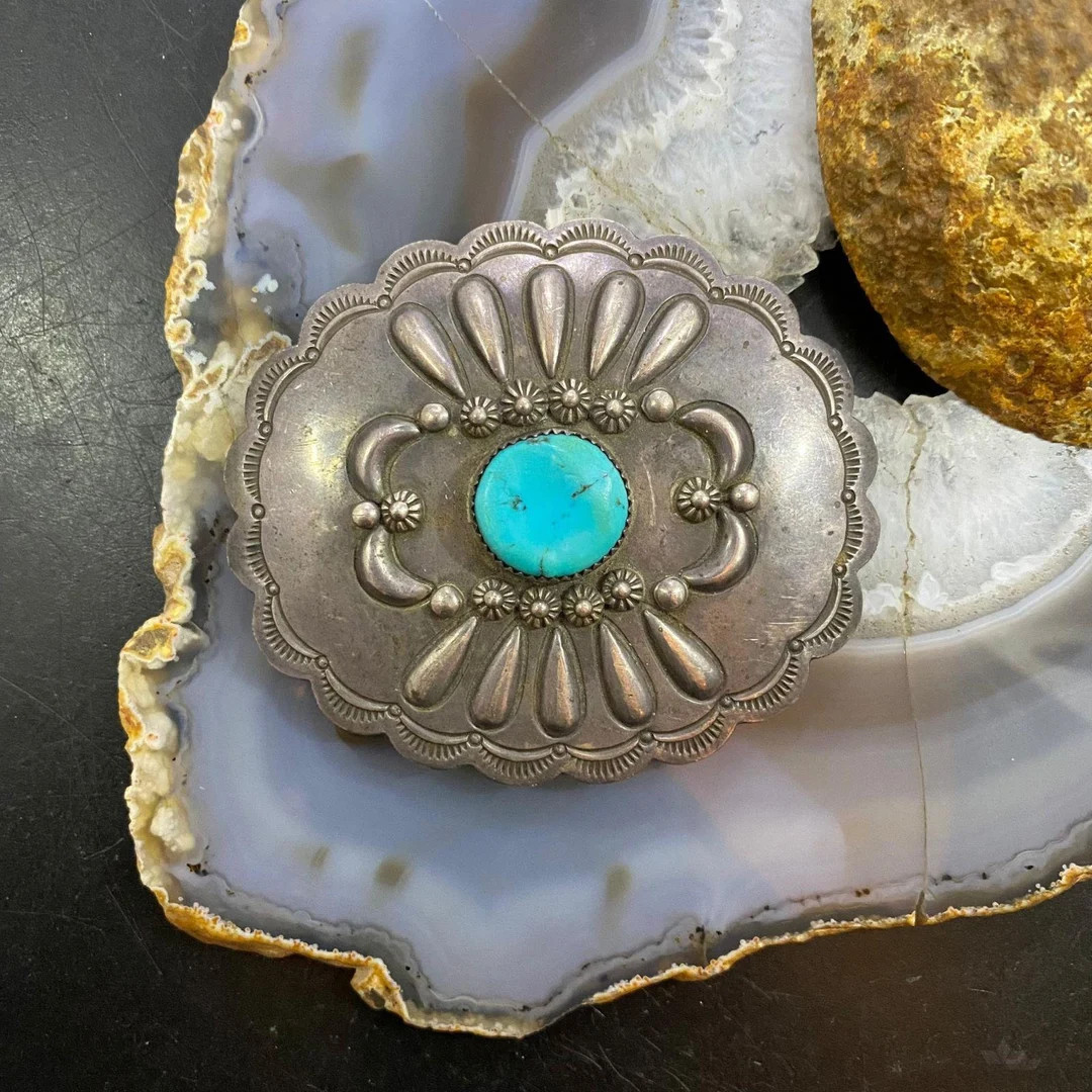 Vintage Delbert Gordon Sterling Silver Turquoise Stamped - Etsy | Etsy (US)