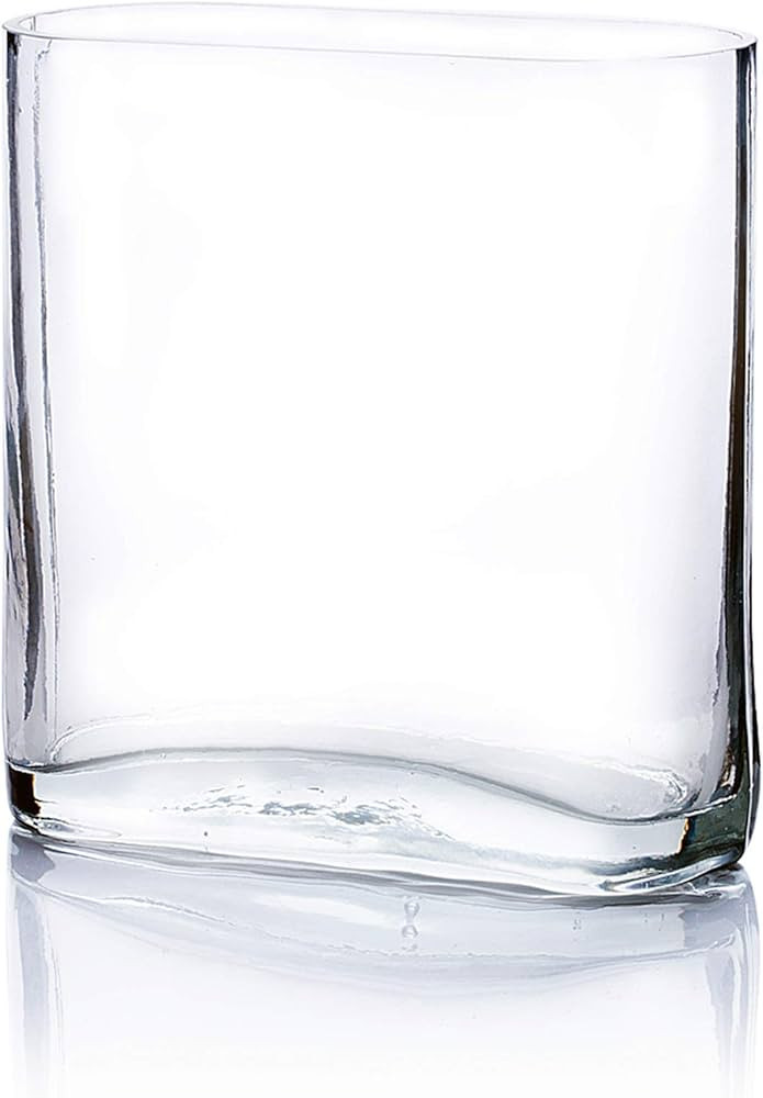 WGV Tall Rectangle Block Vase, Width 3", Length 7", Height 8", Clear Round Glass Floral Container... | Amazon (US)