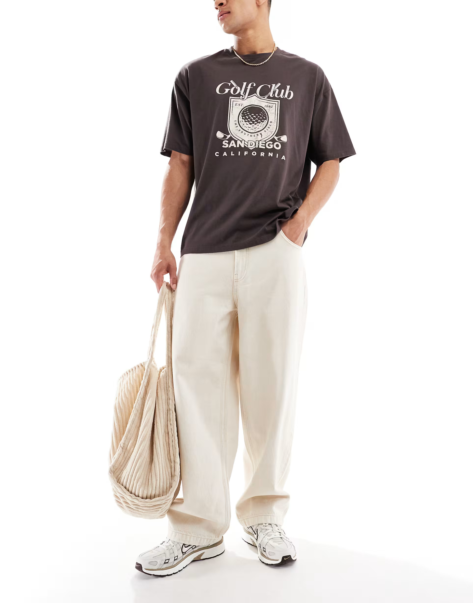 Bershka super baggy jean in ecru | ASOS (Global)