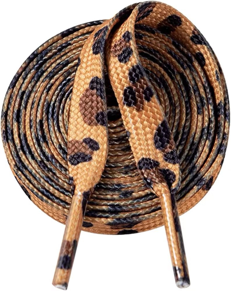 BGXW Thin Flat Leopard Cow Print Shoelaces Camouflage Shoe Laces Shoestring 1 Pair 47 Inch | Amazon (US)