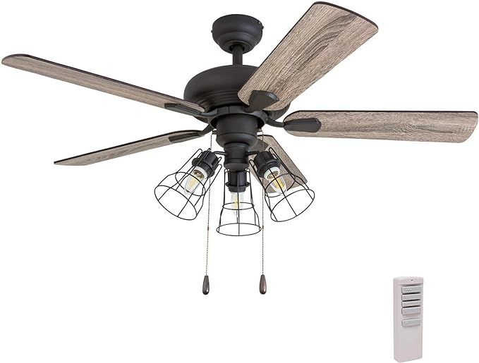 Prominence Home 50752-01 Madison County Industrial Ceiling Fan (3 Speed Remote), 42", Barnwood/Tu... | Amazon (US)