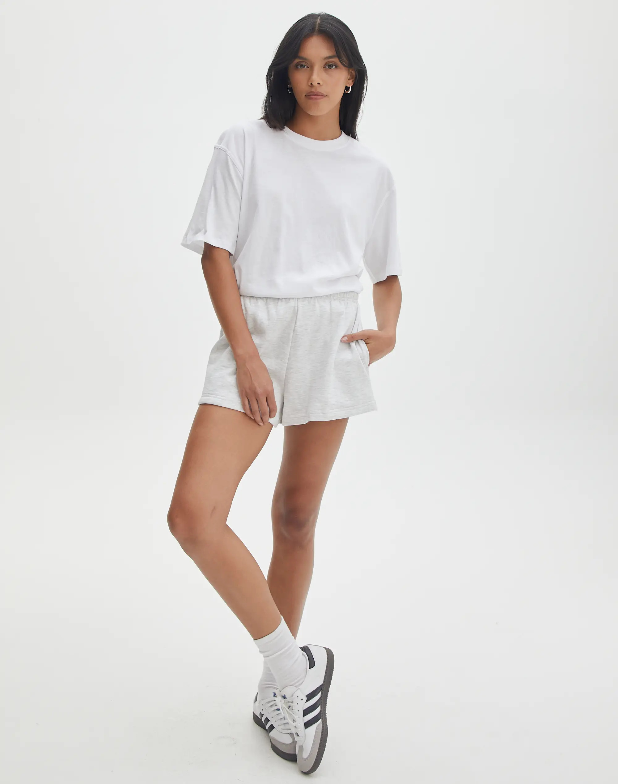 Cotton Sweat Short in Snow Marle | Glassons | Glassons (Australia)