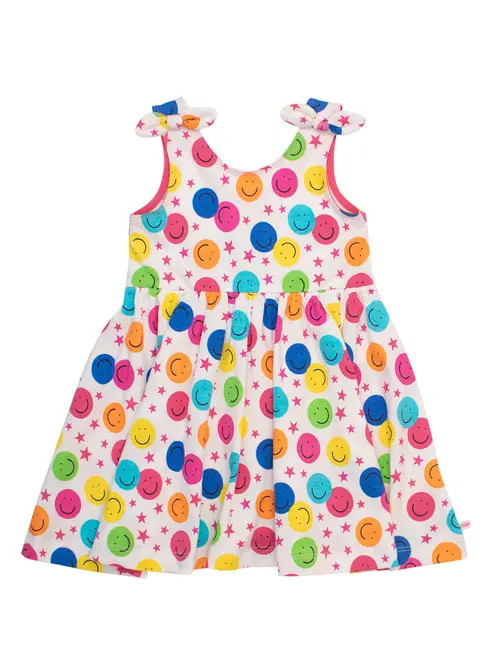 RuffleButts Girls Tie Shoulder Twirl Dress in Star Smile at Nordstrom, Size 3T | Nordstrom