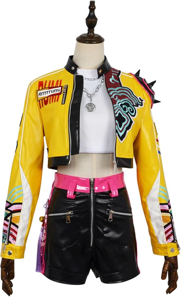 Girls and Adult Demon Costume Hunters, 6-piece set Shoulder Ornaments Coat Top Shorts Necklace | Amazon (US)