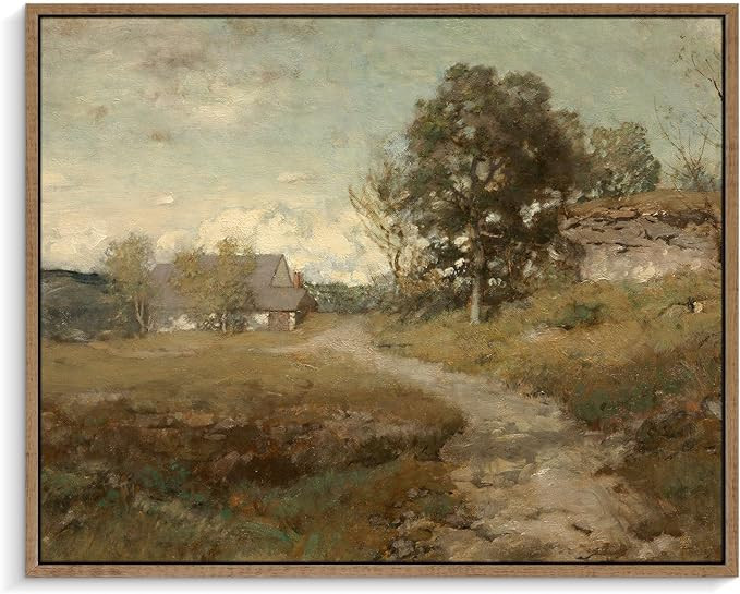 Pinetree Art Framed Canvas Wall Art Room Decor, Vintage Outskirts Country Road Paintings Prints, ... | Amazon (US)