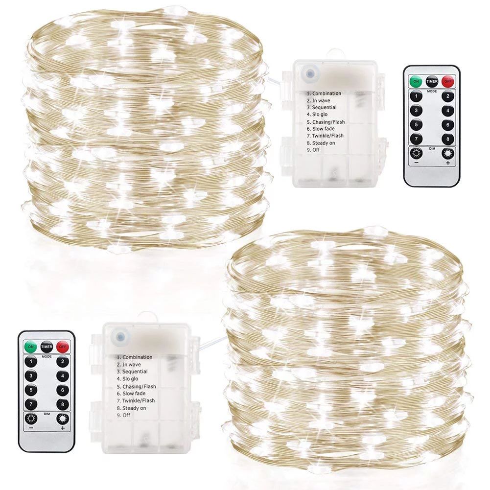 Coolmde 2 Pack 16 Feet 50 Led Led Fairy Lights Battery Operated with Remote Control Timer Waterpr... | Walmart (US)