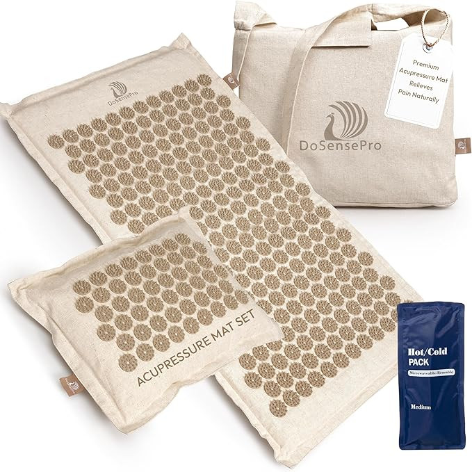 Acupressure Mat & Pillow Set with Hot/Cold Gel Pack for Back and Neck Pain Relief, Sciatica and P... | Amazon (US)