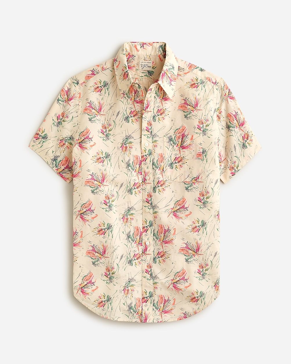 Short-sleeve cotton-linen blend shirt in print | J.Crew US