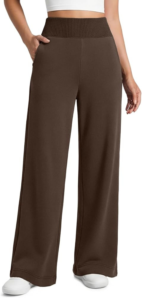 ATHMILE Women's Wide Leg Sweatpants High Waisted Baggy Lounge Pants with Pockets Drawstring Comfy... | Amazon (US)