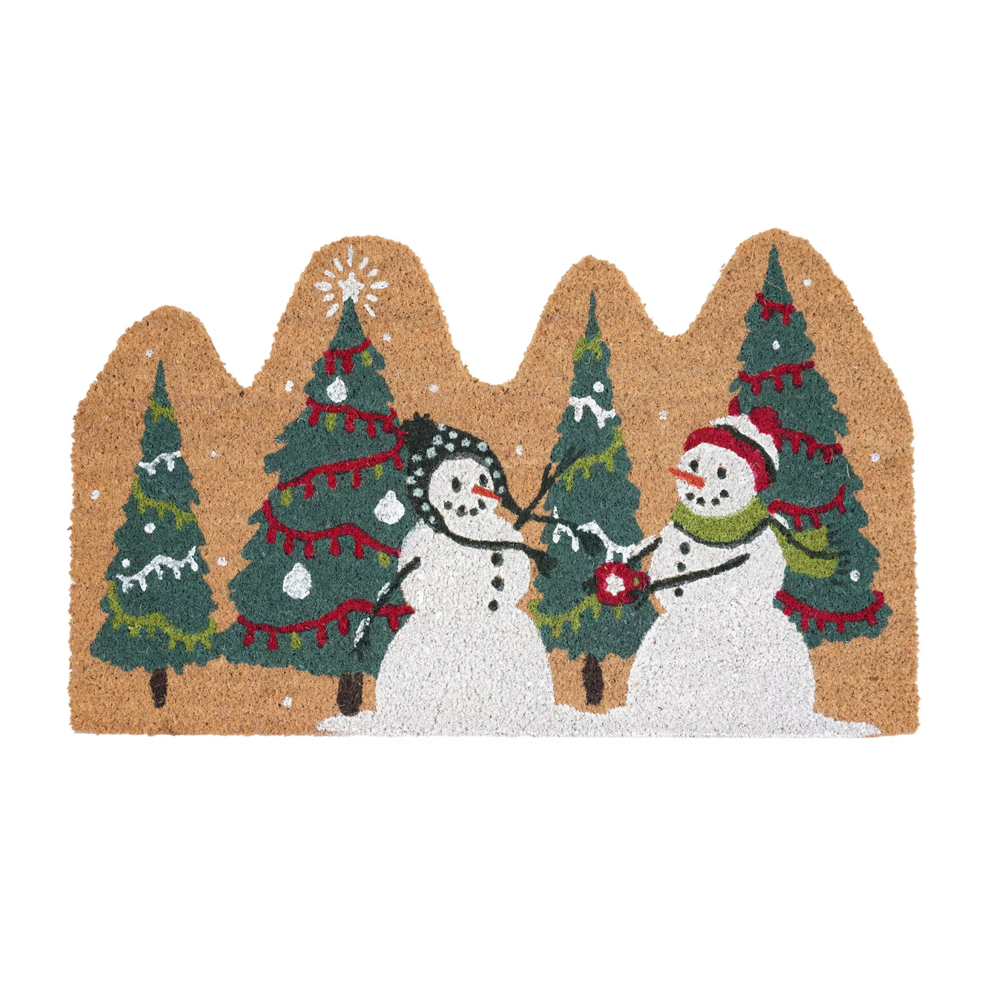 St. Nicholas Square® Shaped Holiday Snowmen Scene Coir Doormat | Kohl's