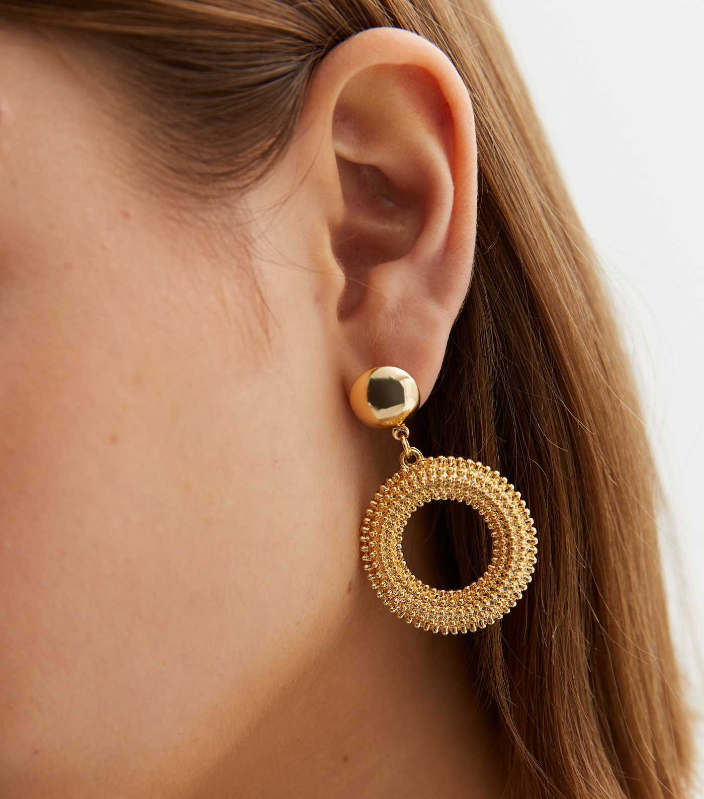 Gold Textured Doorknocker Earrings
						
						Add to Saved Items
						Remove from Saved Items | New Look (UK)