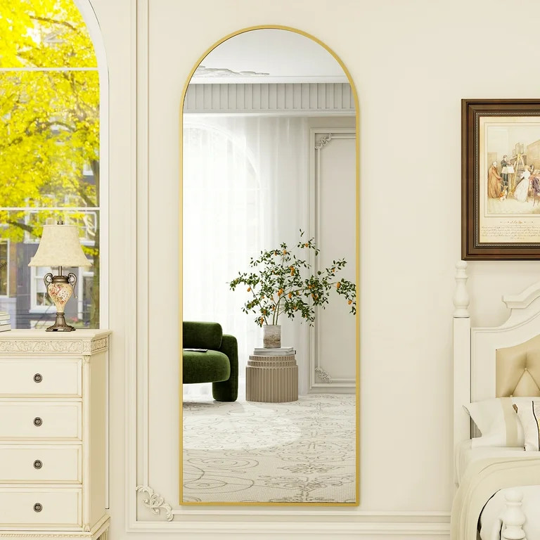 BEAUTYPEAK 64"x21" Full Length Mirror Arched Standing Floor Mirror Full Body Mirror, Gold | Walmart (US)