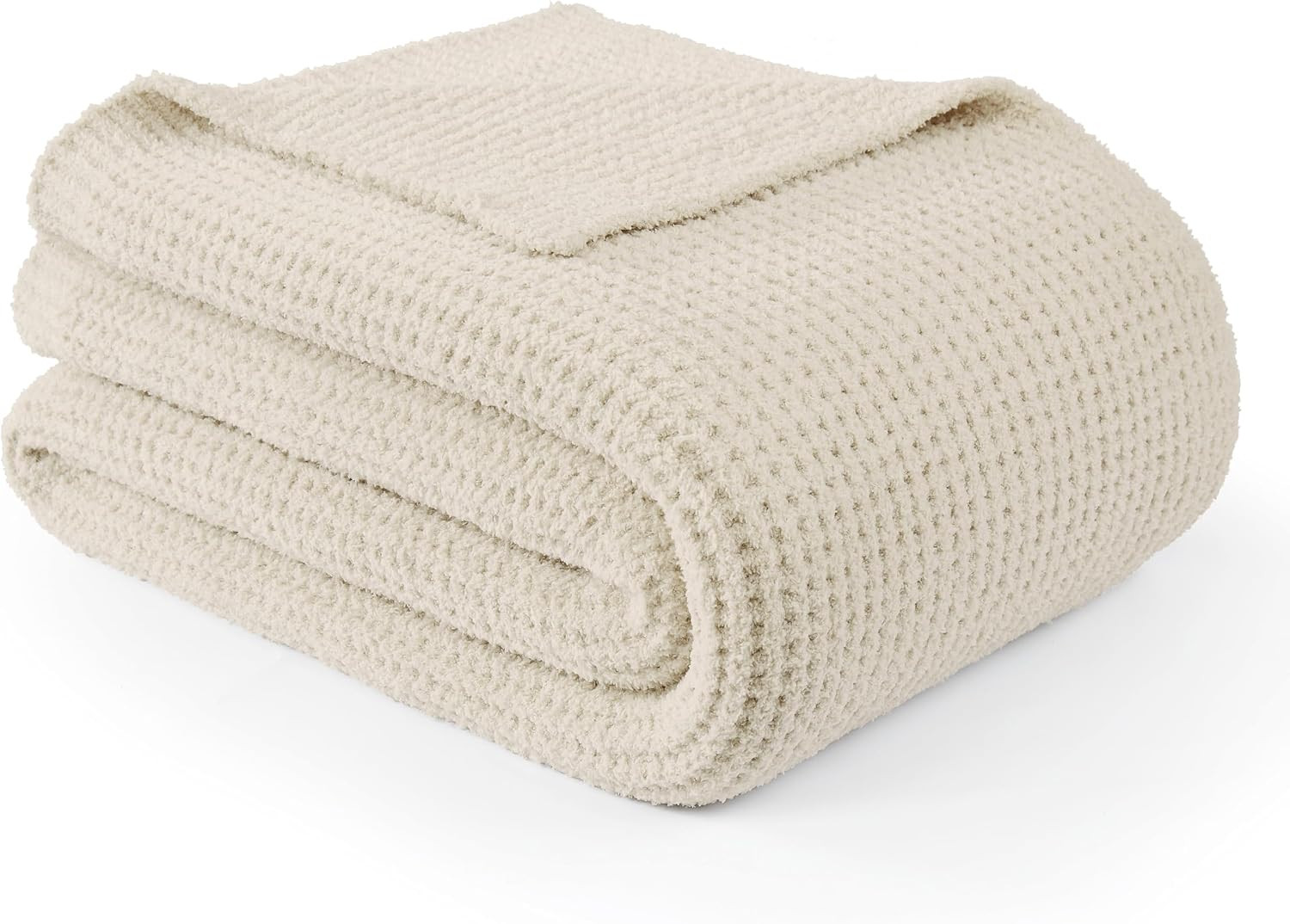 WDCOZY Ivory Waffle Throw Blanket for Couch Bed, Reversible Super Soft Plush Knitted Blanket, Lightweight Cozy Fuzzy Fluffy Warm Throw for Sofa Chair, Textured Blanket for Home Decor, Cream 50"x60" | Amazon (US)