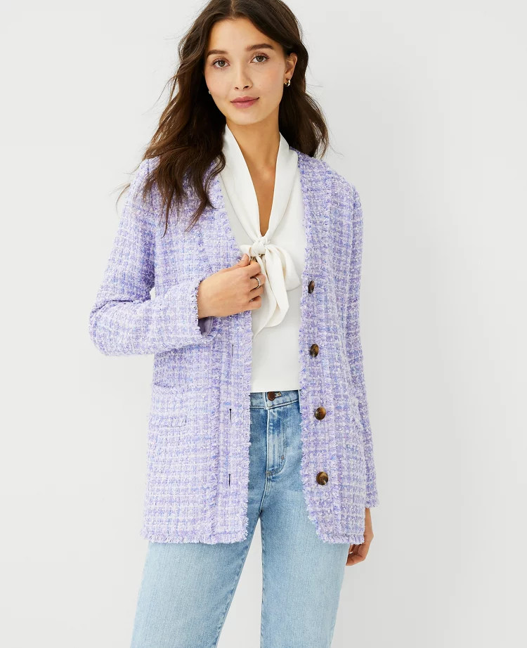 Fringe Tweed Cardigan Jacket | Ann Taylor (US)