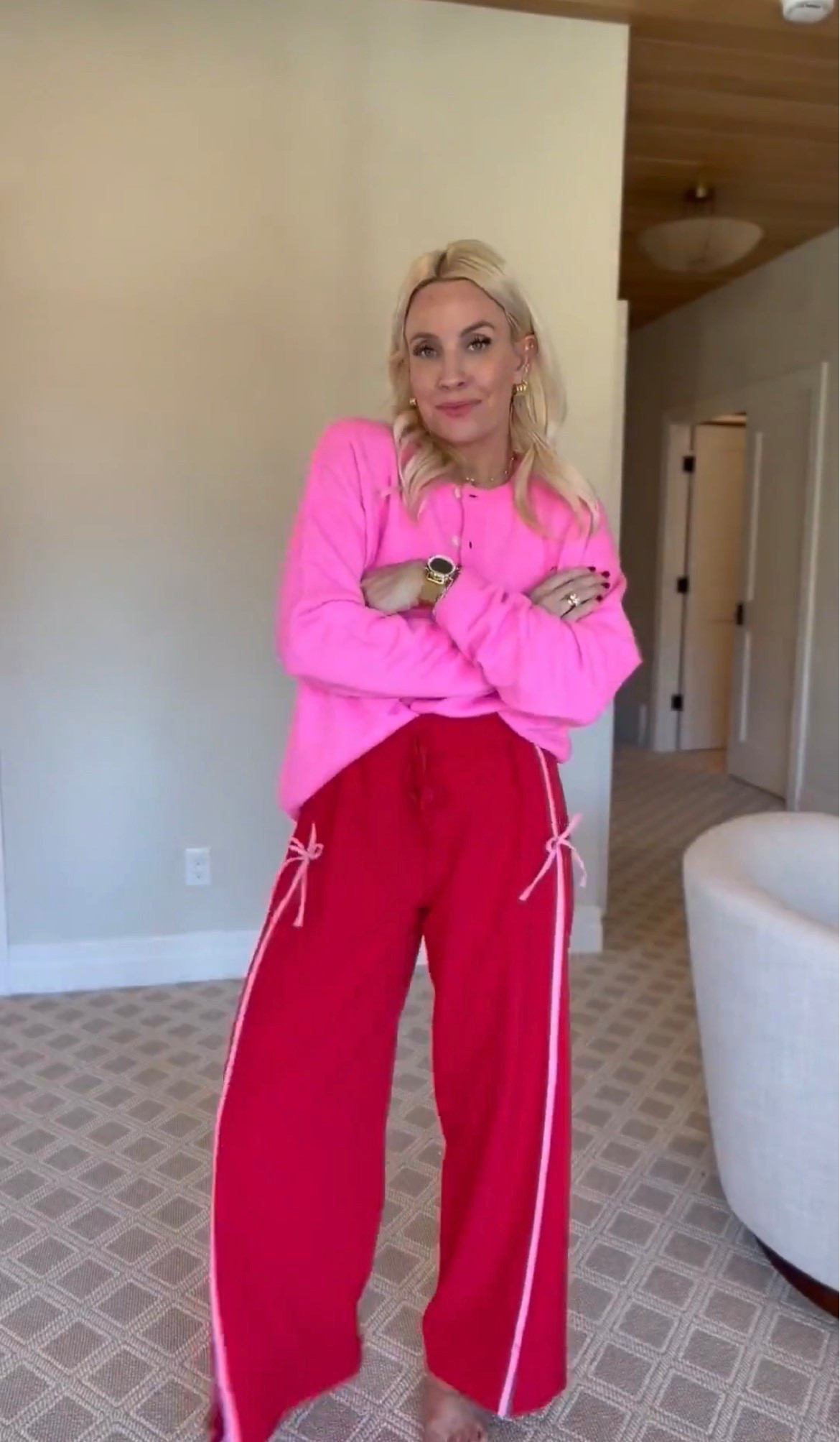 Target Valentine’s Day look! I love how the pink cardigan pairs with the bows on these track pants. 

#LTKootd #LTKHoliday #LTKSeasonal