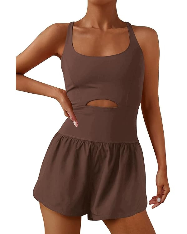 ReachMe Womens Running Onesie Workout Rompers One Piece Outfits Exercise Jumpsuits Gym Yoga Cloth... | Amazon (US)