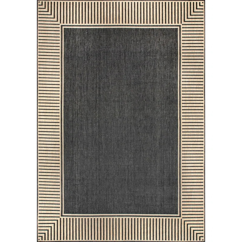 Arbab Bordered Power Loomed Gray Indoor/Outdoor Rug | Wayfair North America