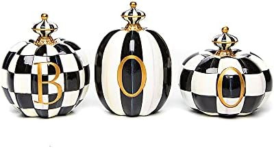 Amazon.com: MacKenzie-Childs “Boo” Pumpkins, Halloween Home Decor and Fall Decor, Set of 3 : ... | Amazon (US)