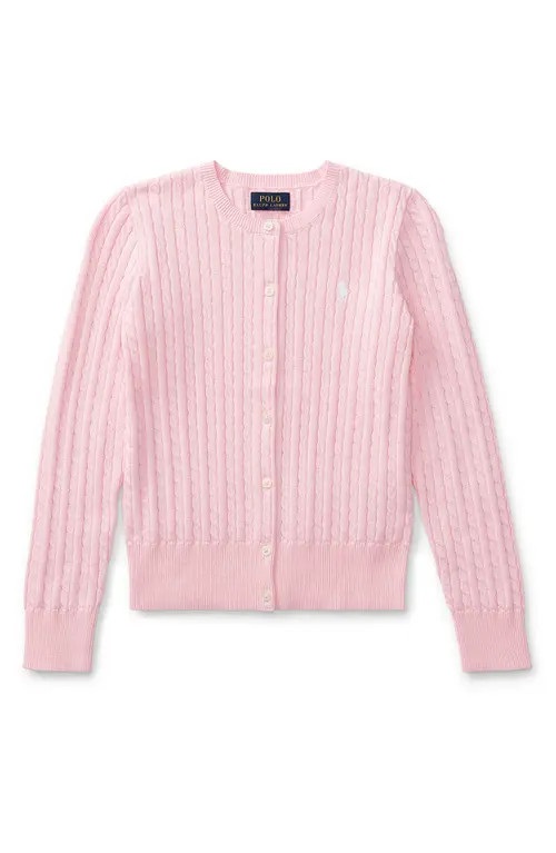 Polo Ralph Lauren Kids' Mini Cable Knit Sweater in Hint Of Pink at Nordstrom | Nordstrom