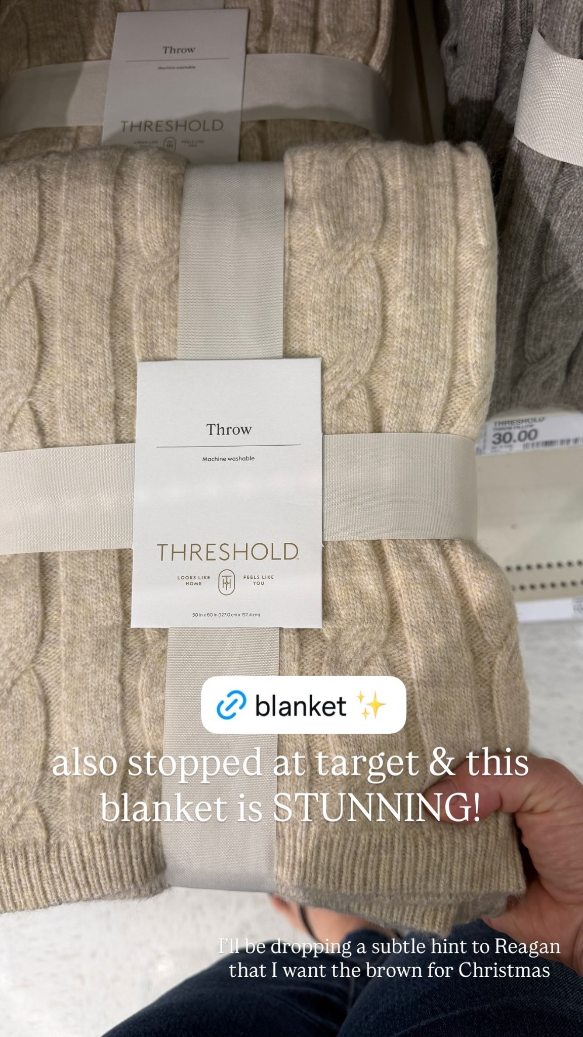 also stopped at target & this blanket is STUNNING! I’ll be dropping a subtle hint to Reagan that I want the brown for Christmas