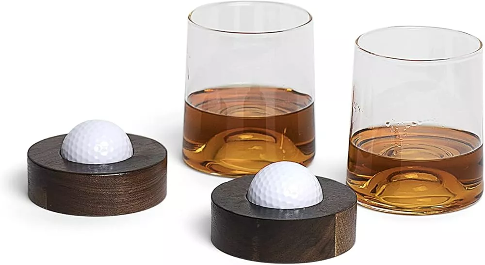 Golf Whiskey Glass, Golf Whiskey Glasses For Men, Golf Gifts For Mens  Golfers, Whiskey Glass With Golf Ball Shape Embedded