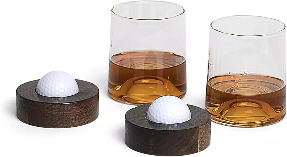 The Wine Savant Golf Ball Whiskey Glasses Set of 2-8oz Golf Gifts - Un