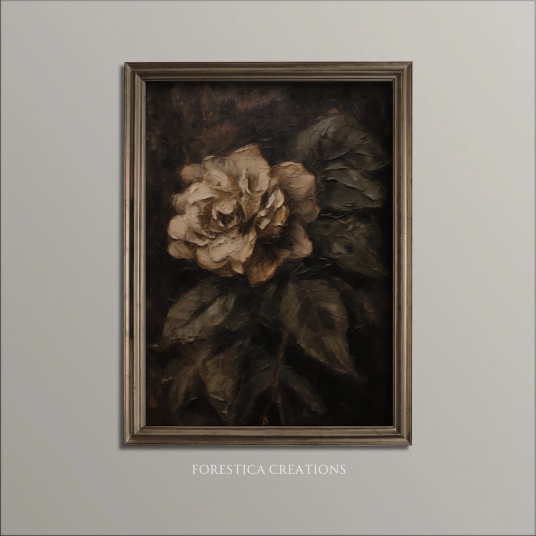 Moody Rose Dark Academia Floral Printable, Vintage Botanical Prints, Dark Cottagecore Decor, Anti... | Etsy (US)