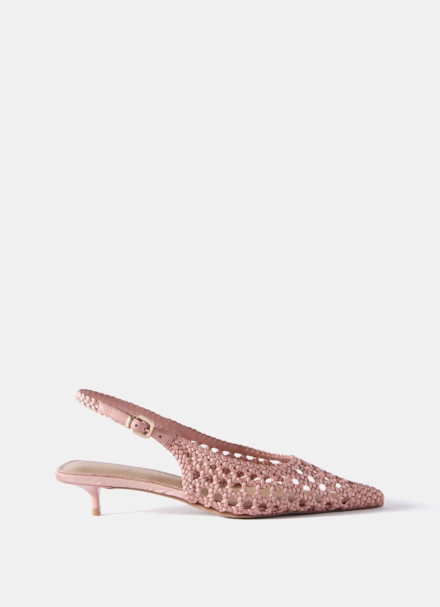 Lea Pink Woven Kitten Heels | Mint Velvet