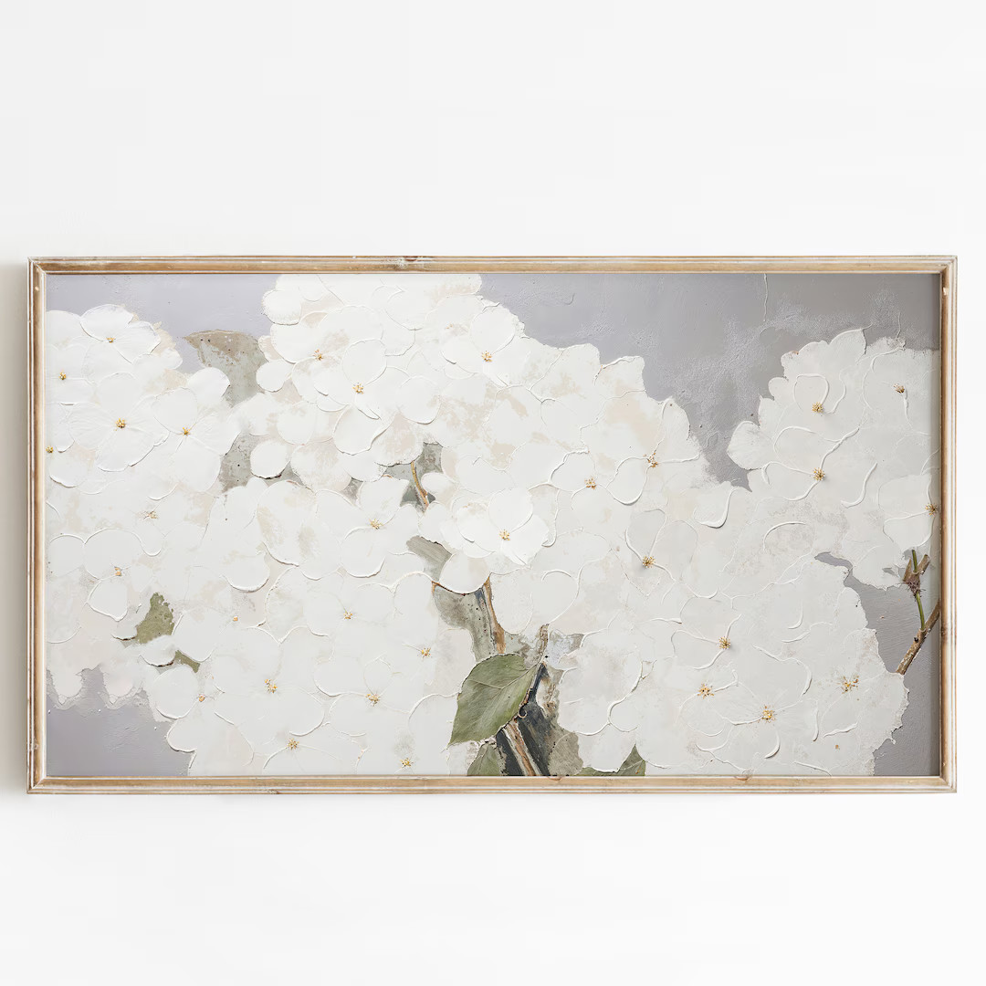 Frame Tv Art Summer, Frame Tv Art White Hydrangea, Artwork for Frame Tv - Etsy | Etsy (US)