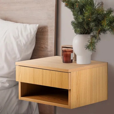 Xenia  15.71" Mid-Century Modern Floating Wall Mounted Nightstand with Soft-Close Drawer | Wayfair North America