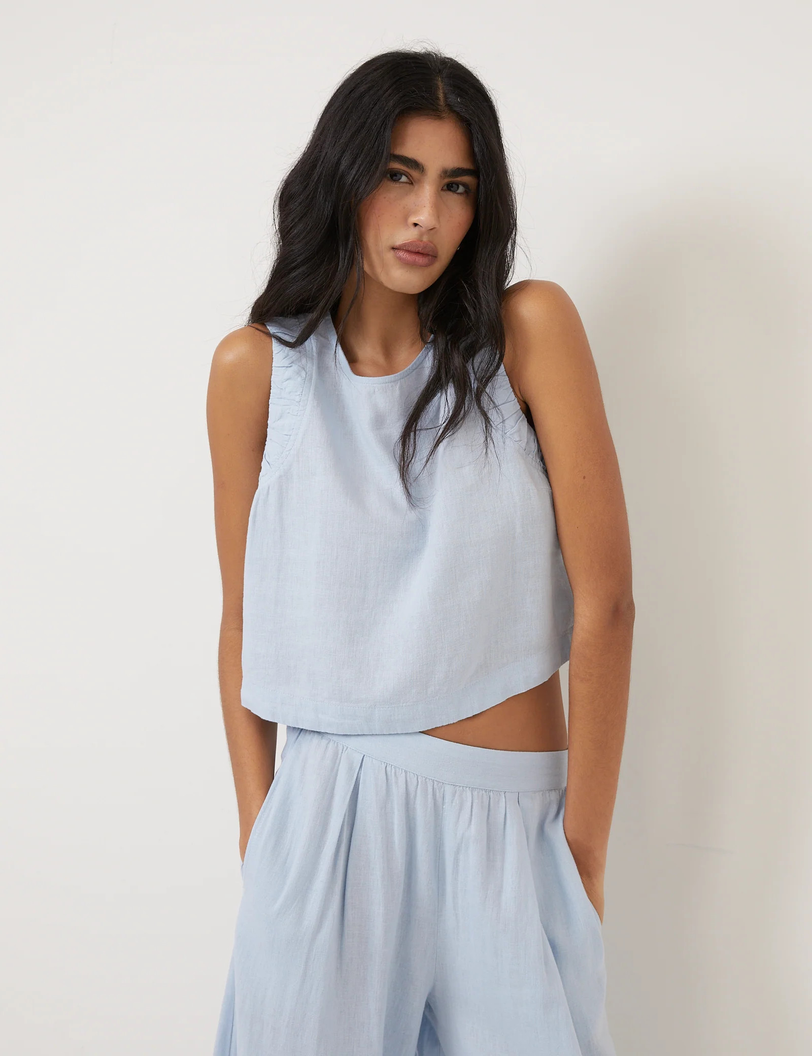 Light Blue Linen-Blend Top | Nobody's Child