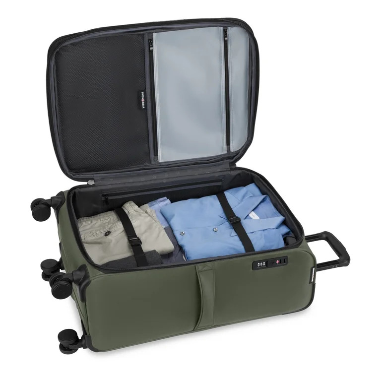 SWISSGEAR Stride Expandable Medium Checked Spinner Luggage, Olive Green, 8 Wheels & Built-in TSA ... | Walmart (US)