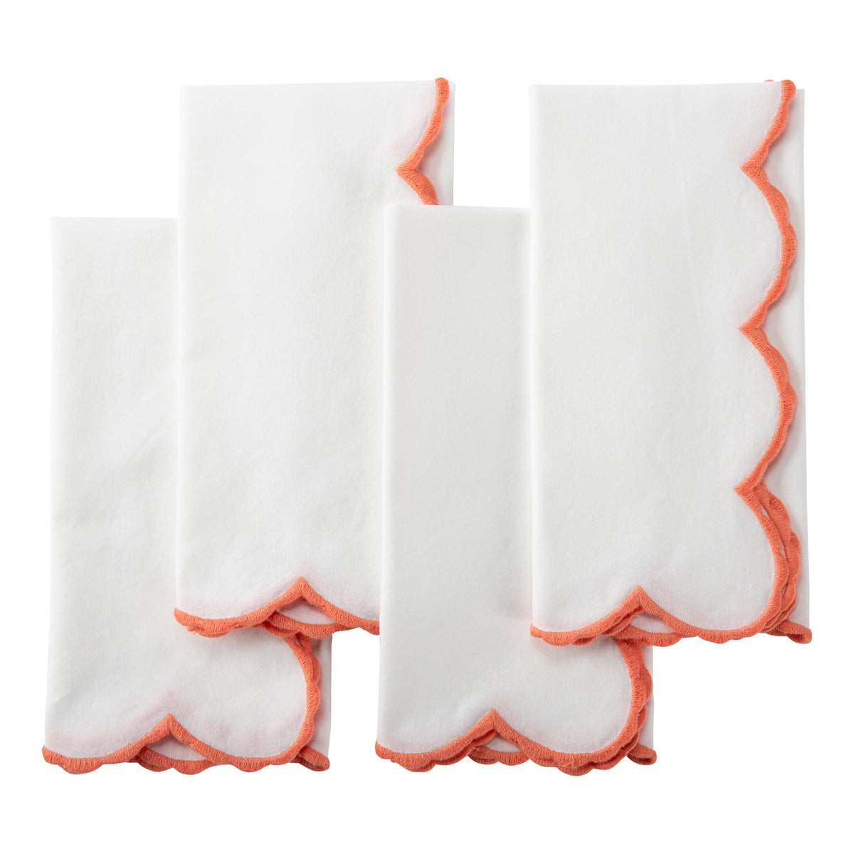 White Scalloped Napkin Coral, Set of 4 | Amanda Lindroth