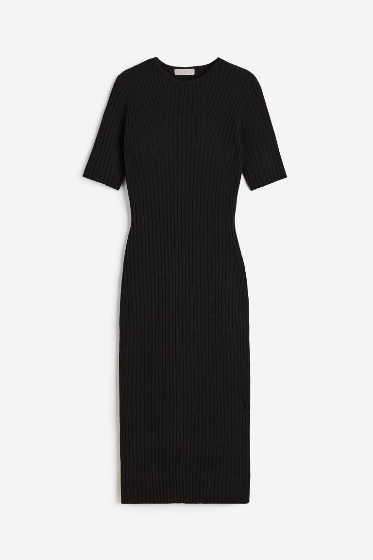 Rib Knit Dress - Black - Ladies | H&M AU | H&M (AU)