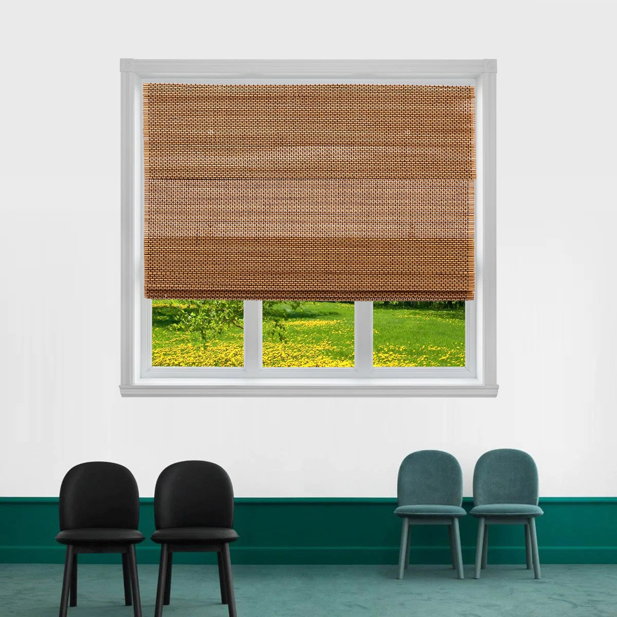 Cordless  Roman Window Blind Sun Shade, Light Filtering Shades With 7-Inch Valance - Natural Wove... | Wayfair North America