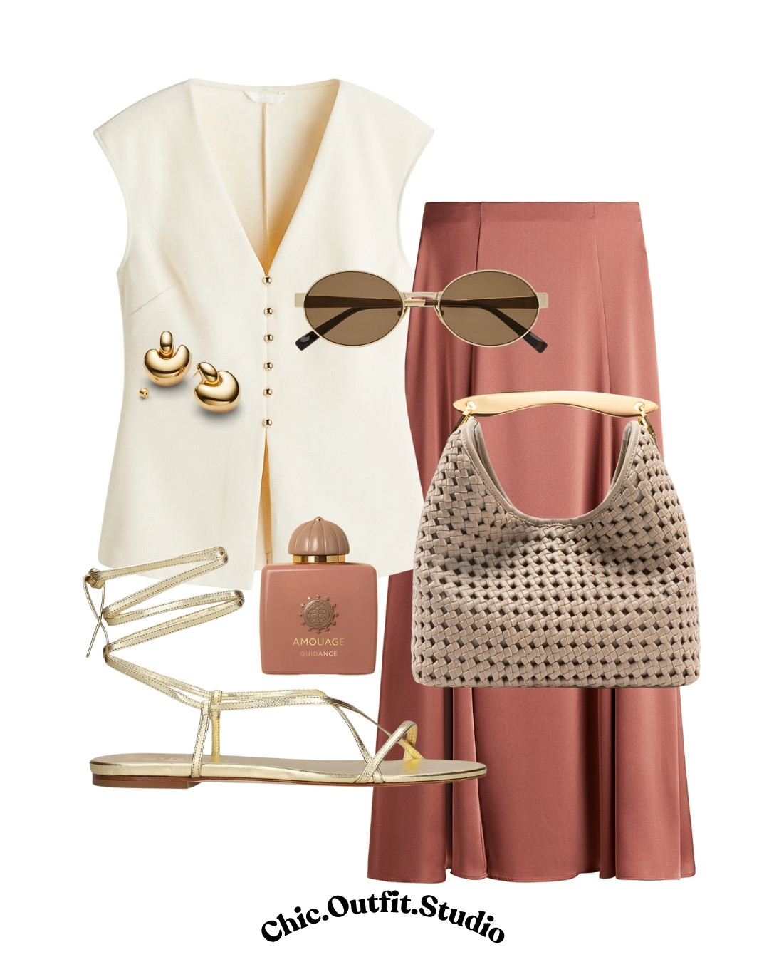 Cream tailoring & powder rose satin for that quiet luxury feel 🤍🌸
This sleeveless buttoned vest and flowy satin midi skirt (both H&M!) are the ultimate chic combo. I paired them with golden wrap sandals and the woven Ellème shoulder bag for a touch of texture and elegance. Add bold gold hoops, retro sunnies, and a signature scent like Amouage Guidance, and you’re ready for anything from brunch to gallery visits.

TAGS: #HMSummer2025 ✧ #EllemeBag ✧ #QuietLuxuryLook ✧ #NeutralTones ✧ #ChicCapsuleWardrobe ✧ #EffortlessOutfits ✧ #HighStreetToHighEnd ✧ #LTKStyle ✧ #SummerStyle2025 ✧ #FrenchGirlOutfits ✧ #HMStyle ✧ #OutfitInspo ✧ #MinimalistStyle ✧ #ElegantSummerLook ✧ #ShopMyStyle ✧ #CityChicStyle ✧ #SoftNeutrals 

 #LTKsummer #LTKstyletip #LTKbag