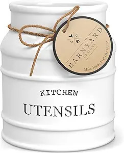 Barnyard Designs Ceramic Farmhouse Kitchen Utensil Holder for Countertop, Decorative Kitchen Uten... | Amazon (US)