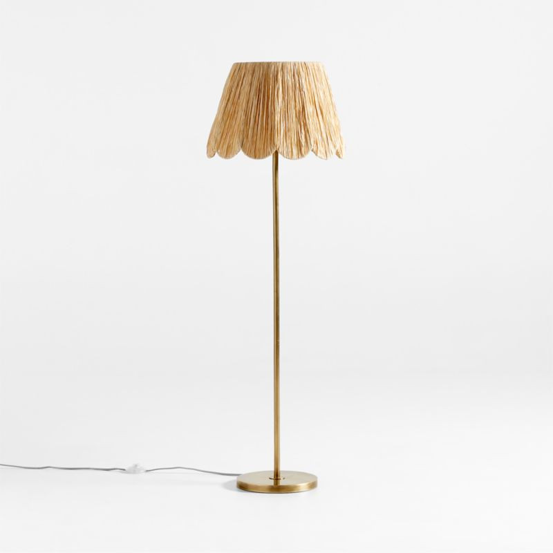 Greta Scalloped Raffia Floor Lamp | Crate & Kids | Crate & Barrel