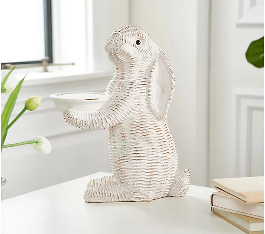 14" Wicker Weave Bunny by Valerie | QVC