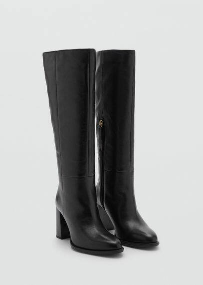 High heel leather boot black - Women - 6½ - MANGO | Mango (US/MX/AU)